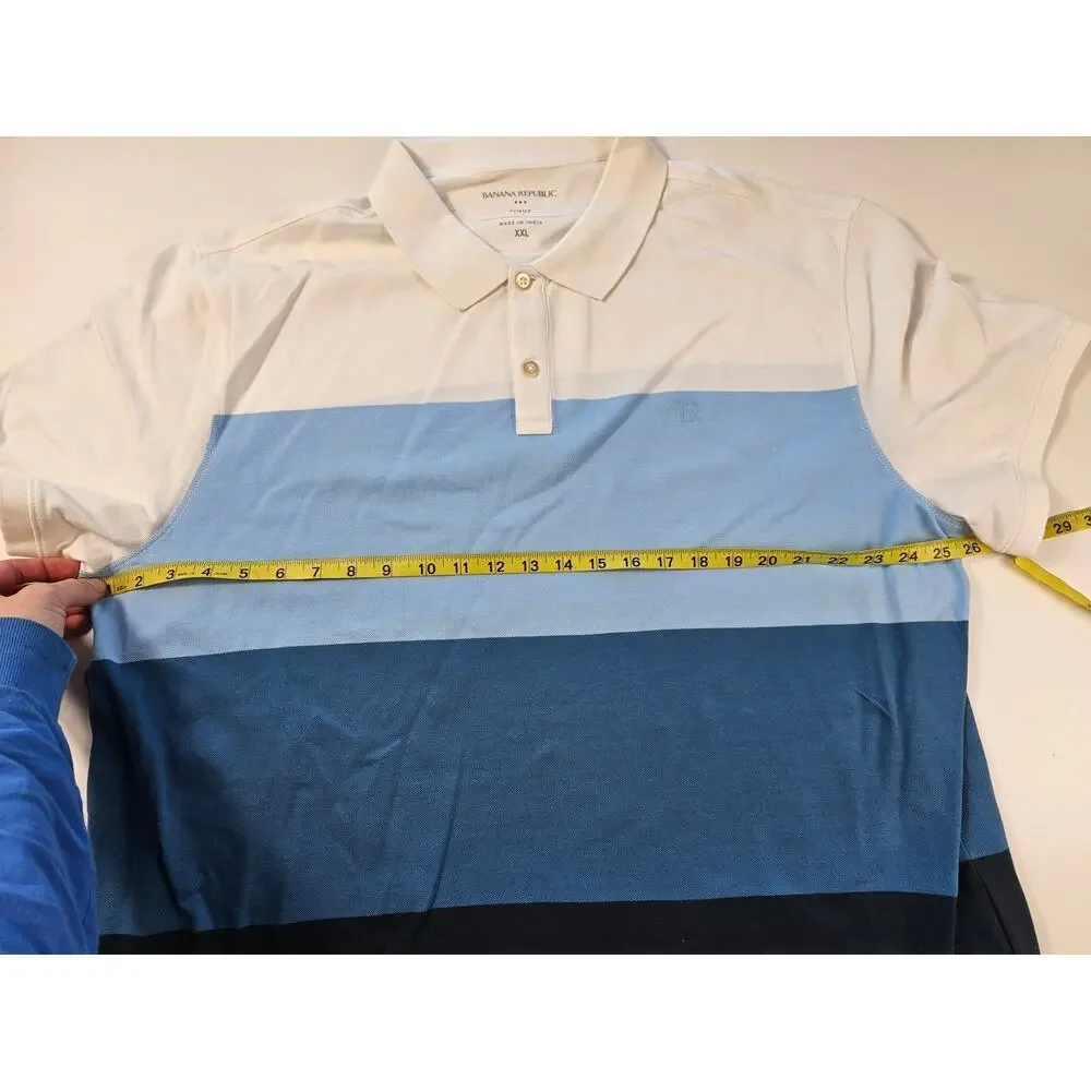 Banana republic XXL 2XL pique color block blue white polo EUC casual comfort